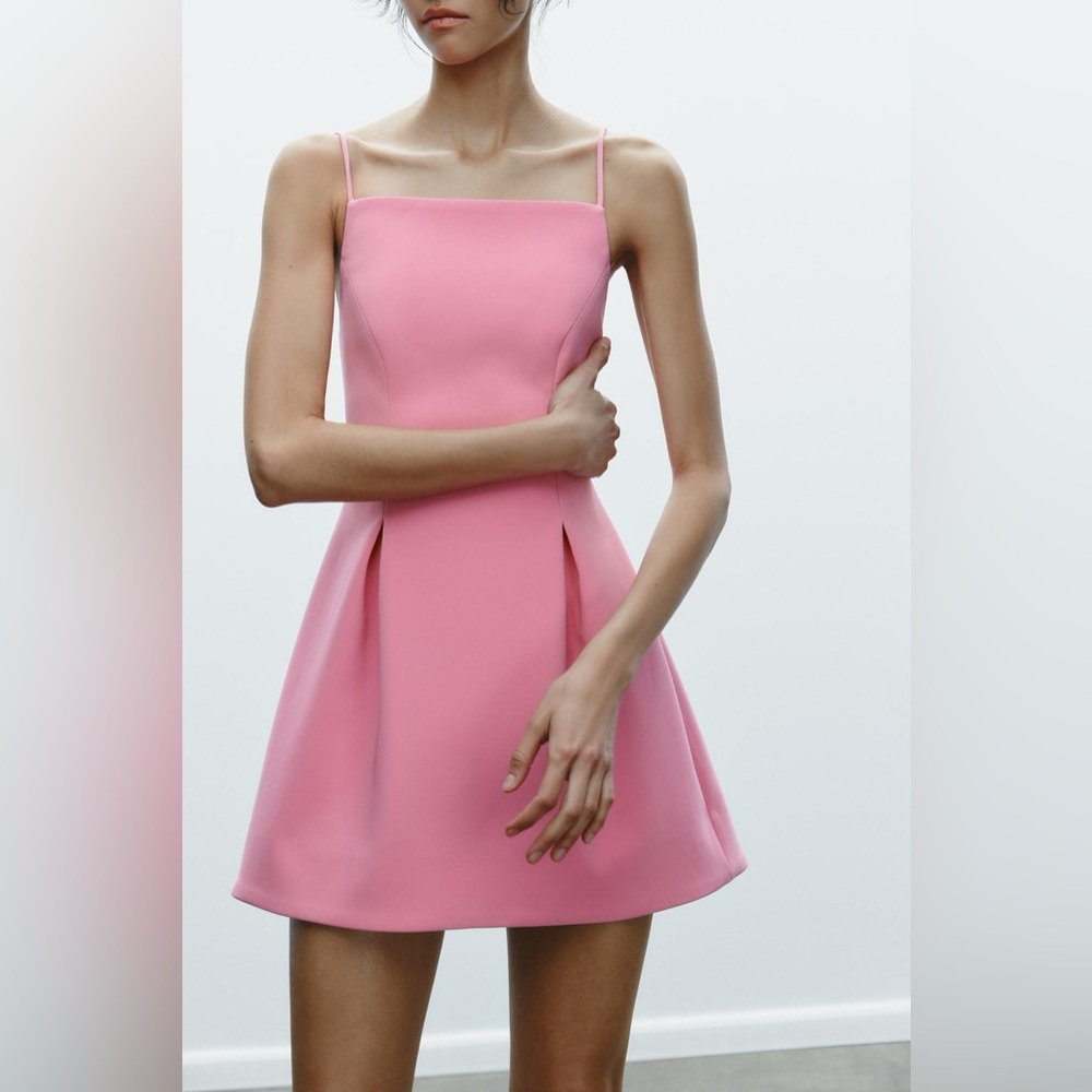 Zara Pink Mini Dress with Spaghetti Straps